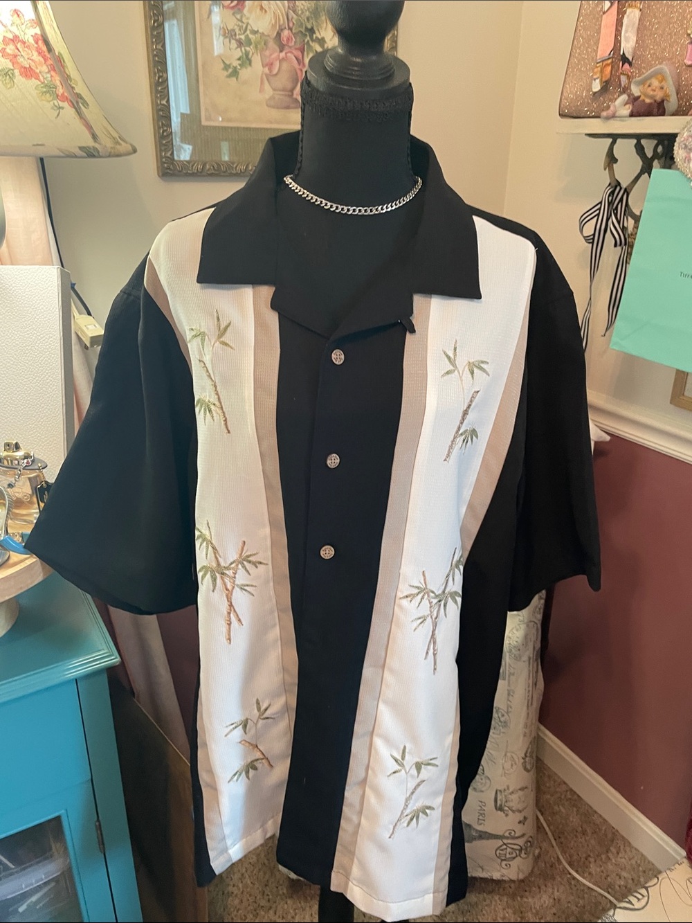 Men's Batik Bay Button-Up Shirt with White Bamboo Panels